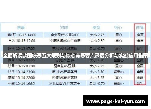 全面解读欧国联赛五大规则与核心竞赛要点深度分析与实战应用指南 全面解读欧国联赛五大规则与核心竞赛要点深度分析与实战应用指南
